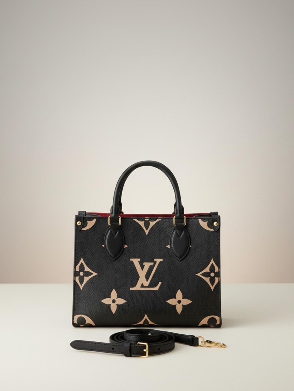 Louis Vuitton Black & Cream Monogram Large Tote - Picture 2 of 6